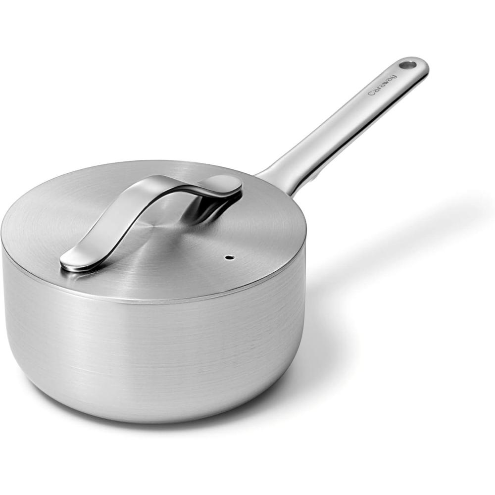 imageCaraway Stainless Steel Sauce Pan 3 Qt 5Ply Stainless Steel Oven Safe amp Stovetop Agnostic Non Toxic PTFE amp PFOA Free175 Qt