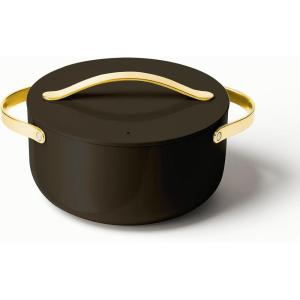 Caraway Dutch Oven Pot with Lid (6.5 qt, 10.5″) – Non-Stick Ceramic Coating – Free From Forever Chemicals – Oven Safe & Stovetop Agnostic – Cream(Black)