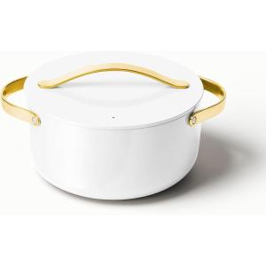 Caraway Dutch Oven Pot with Lid (6.5 qt, 10.5″) – Non-Stick Ceramic Coating – Free From Forever Chemicals – Oven Safe & Stovetop Agnostic – Cream(White)