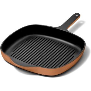 Caraway Enameled Cast Iron Grill Pan – 10.5” Grill Pan for Stovetop Cooking – 3 Layer Enamel Coating – No Seasoning Required – Compatible With All Stovetops – Free From Forever Chemicals – Charcoal(Rust)