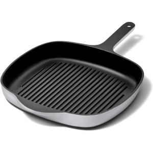 Caraway Enameled Cast Iron Grill Pan – 10.5” Grill Pan for Stovetop Cooking – 3 Layer Enamel Coating – No Seasoning Required – Compatible With All Stovetops – Free From Forever Chemicals – Charcoal(Gray)