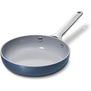 Caraway Fry Pan Duo – Nonstick Ceramic Frying Pan (8″ & 10.5”) – Non Toxic, PTFE & PFOA Free – Oven Safe & Compatible with All Stovetops (Gas, Electric & Induction) – Cream(Navy)