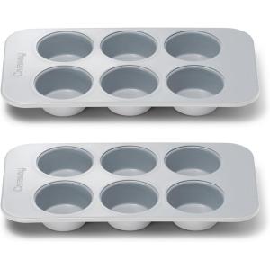 Caraway Non-Stick Ceramic 12-Cup Muffin Pan – Naturally Slick Ceramic Coating – Non-Toxic PTFE & PFOA Free – Perfect for Cupcakes, Muffins, and More – Sage(Gray)
