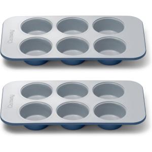 Caraway Non-Stick Ceramic 12-Cup Muffin Pan – Naturally Slick Ceramic Coating – Non-Toxic PTFE & PFOA Free – Perfect for Cupcakes, Muffins, and More – Sage(Navy)