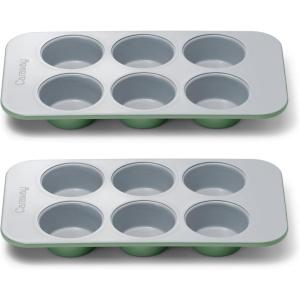 Caraway Non-Stick Ceramic 12-Cup Muffin Pan – Naturally Slick Ceramic Coating – Non-Toxic PTFE & PFOA Free – Perfect for Cupcakes, Muffins, and More – Sage(Sage)