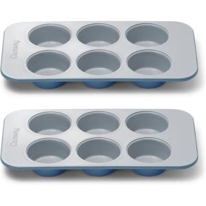Caraway Non-Stick Ceramic 12-Cup Muffin Pan – Naturally Slick Ceramic Coating – Non-Toxic PTFE & PFOA Free – Perfect for Cupcakes, Muffins, and More – Sage(Slate)