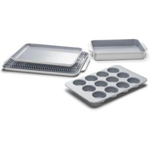 Caraway Nonstick Ceramic Bakeware Set (11 Pieces) – Baking Sheets, Assorted Baking Pans, Cooling Rack, & Storage – Aluminized Steel Body – Non Toxic, PTFE & PFOA Free – Slate(Gray)