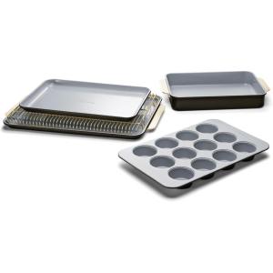 Caraway Nonstick Ceramic Bakeware Set (11 Pieces) – Baking Sheets, Assorted Baking Pans, Cooling Rack, & Storage – Aluminized Steel Body – Non Toxic, PTFE & PFOA Free – Slate(Black)