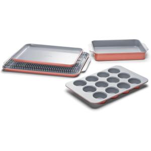 Caraway Nonstick Ceramic Bakeware Set (11 Pieces) – Baking Sheets, Assorted Baking Pans, Cooling Rack, & Storage – Aluminized Steel Body – Non Toxic, PTFE & PFOA Free – Slate(Perracotta)