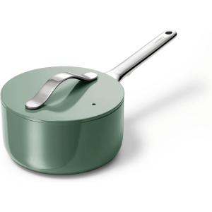 Caraway Nonstick Ceramic Sauce Pan with Lid (3 qt) – Non Toxic, PTFE & PFOA Free – Oven Safe & Compatible with All Stovetops (Gas, Electric & Induction) – Cream(Sage)
