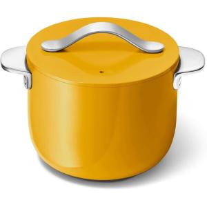 Caraway Petite Cooker – 2 Qt Ceramic Coated Pot – Free From Forever Chemicals – Perfect for Rice, Grains, or Sauces – Cream(Marigold)