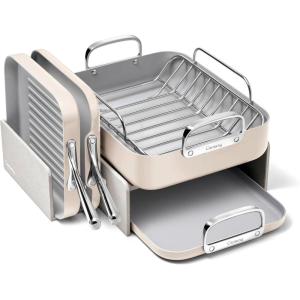 Caraway Square Cookware Set – Square Pans Set – Perfect for Griddling, Toasting, Searing, Roasting, and More – Non-Stick Ceramic Coated Pans – Non Toxic, PTFE & PFOA Free – Cream(Cream)