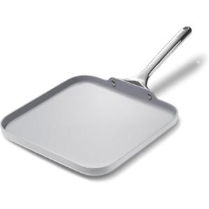 Caraway Square Griddle Pan – 11” Square Pan – Non-Stick Ceramic Coated – Non Toxic, PTFE & PFOA Free – Oven Safe & Compatible with All Stovetops – Cream(Gray)