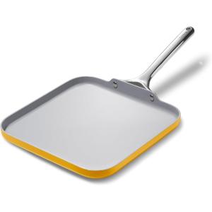 Caraway Square Griddle Pan – 11” Square Pan – Non-Stick Ceramic Coated – Non Toxic, PTFE & PFOA Free – Oven Safe & Compatible with All Stovetops – Cream(Marigold)