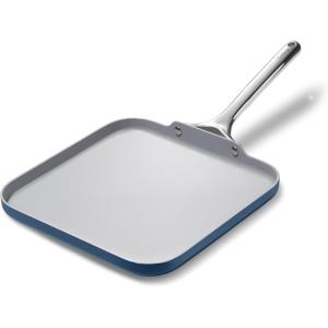 Caraway Square Griddle Pan – 11” Square Pan – Non-Stick Ceramic Coated – Non Toxic, PTFE & PFOA Free – Oven Safe & Compatible with All Stovetops – Cream(Navy)