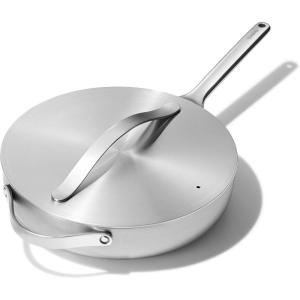 Caraway Stainless Steel Sauté Pan (4.5 Qt) – 5-Ply Stainless Steel – Oven Safe & Stovetop Agnostic – Non Toxic, PTFE & PFOA Free