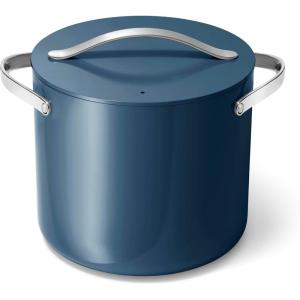 Caraway Stock Pot – 12 Qt Ceramic Coated With Lid – Free From Forever Chemicals – Large for Bigger Batches – Cream(Navy)