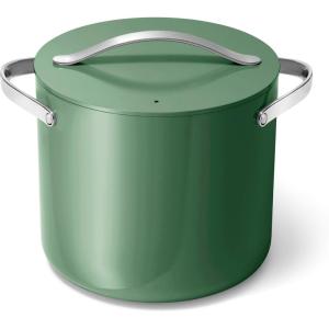 Caraway Stock Pot – 12 Qt Ceramic Coated With Lid – Free From Forever Chemicals – Large for Bigger Batches – Cream(Sage)