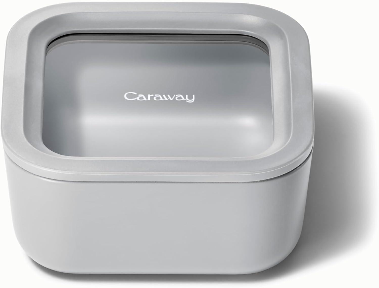imageCaraway Glass Food Storage 10 Cup Glass Container Ceramic Coated Food Container Non Stick Lunch Box with Lids Dishwasher Oven amp Microwave Safe Square Shape MistGray