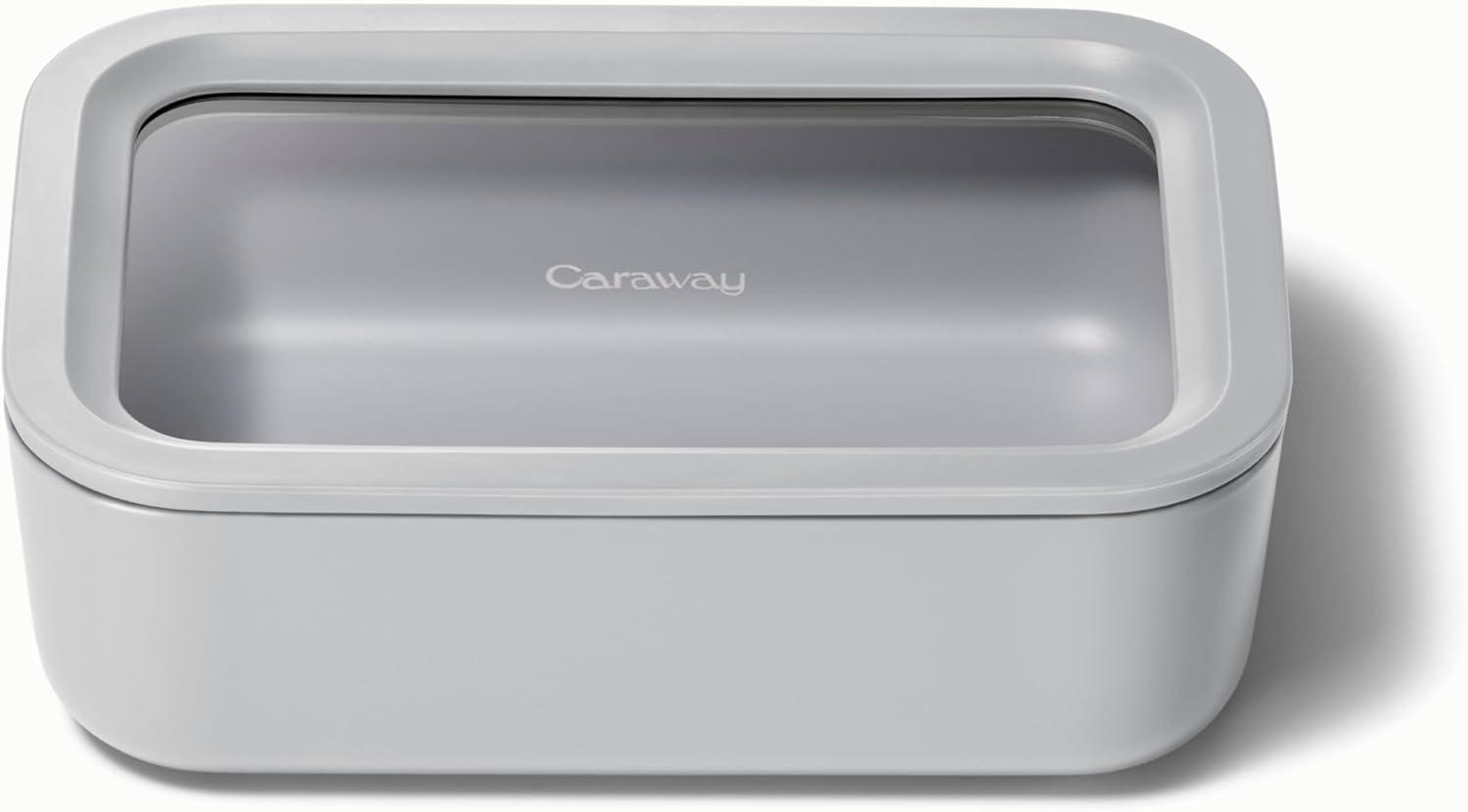 imageCaraway Glass Food Storage 10 Cup Glass Container Ceramic Coated Food Container Non Stick Lunch Box with Lids Dishwasher Oven amp Microwave Safe Square Shape MistGray