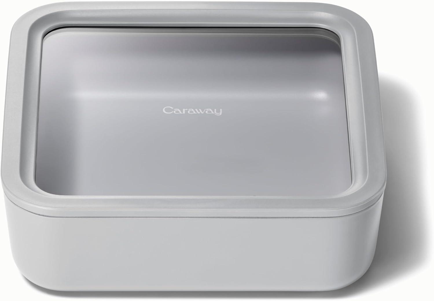 imageCaraway Glass Food Storage 10 Cup Glass Container Ceramic Coated Food Container Non Stick Lunch Box with Lids Dishwasher Oven amp Microwave Safe Square Shape MistGray
