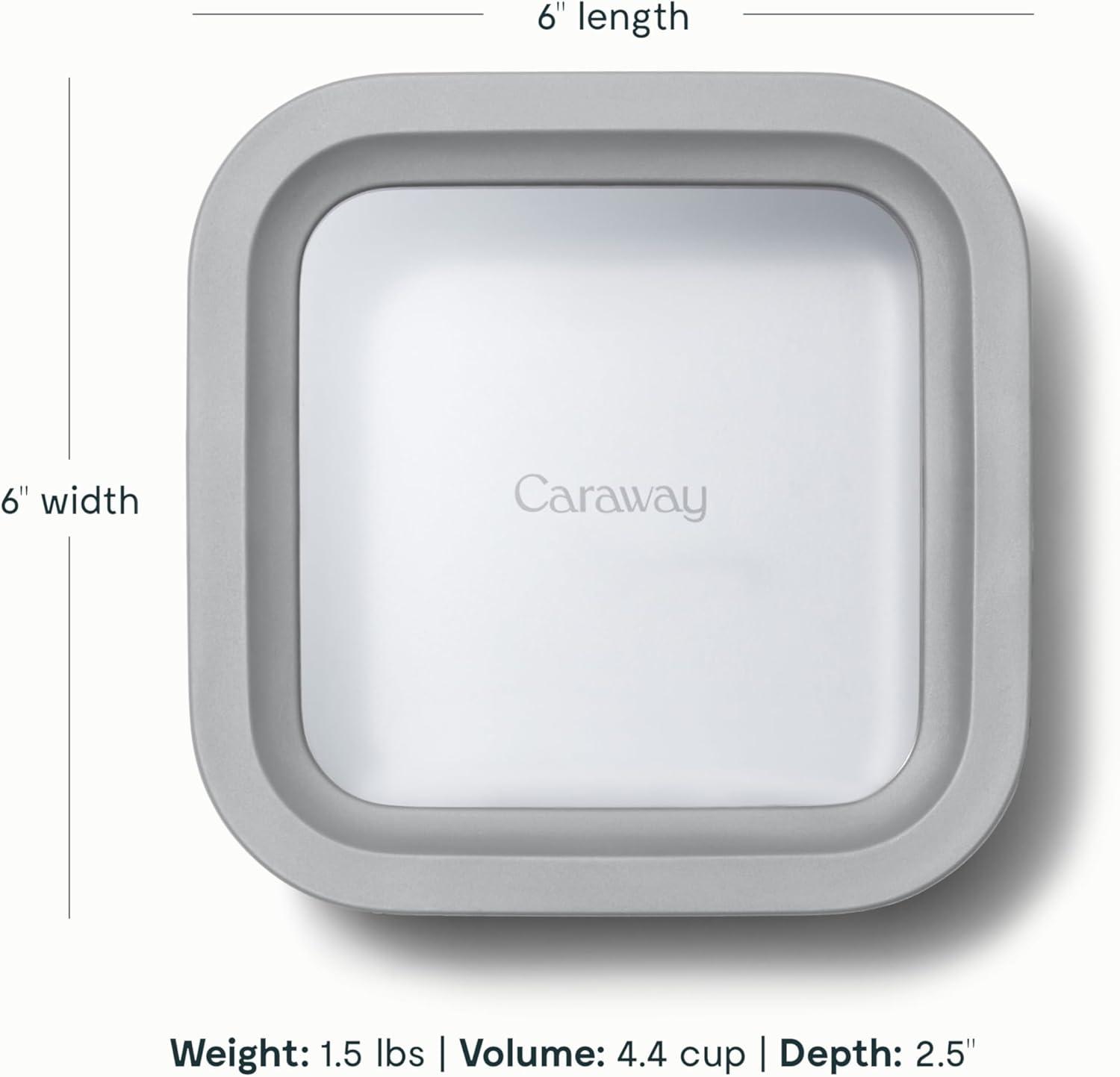 imageCaraway Glass Food Storage 10 Cup Glass Container Ceramic Coated Food Container Non Stick Lunch Box with Lids Dishwasher Oven amp Microwave Safe Square Shape MistGray