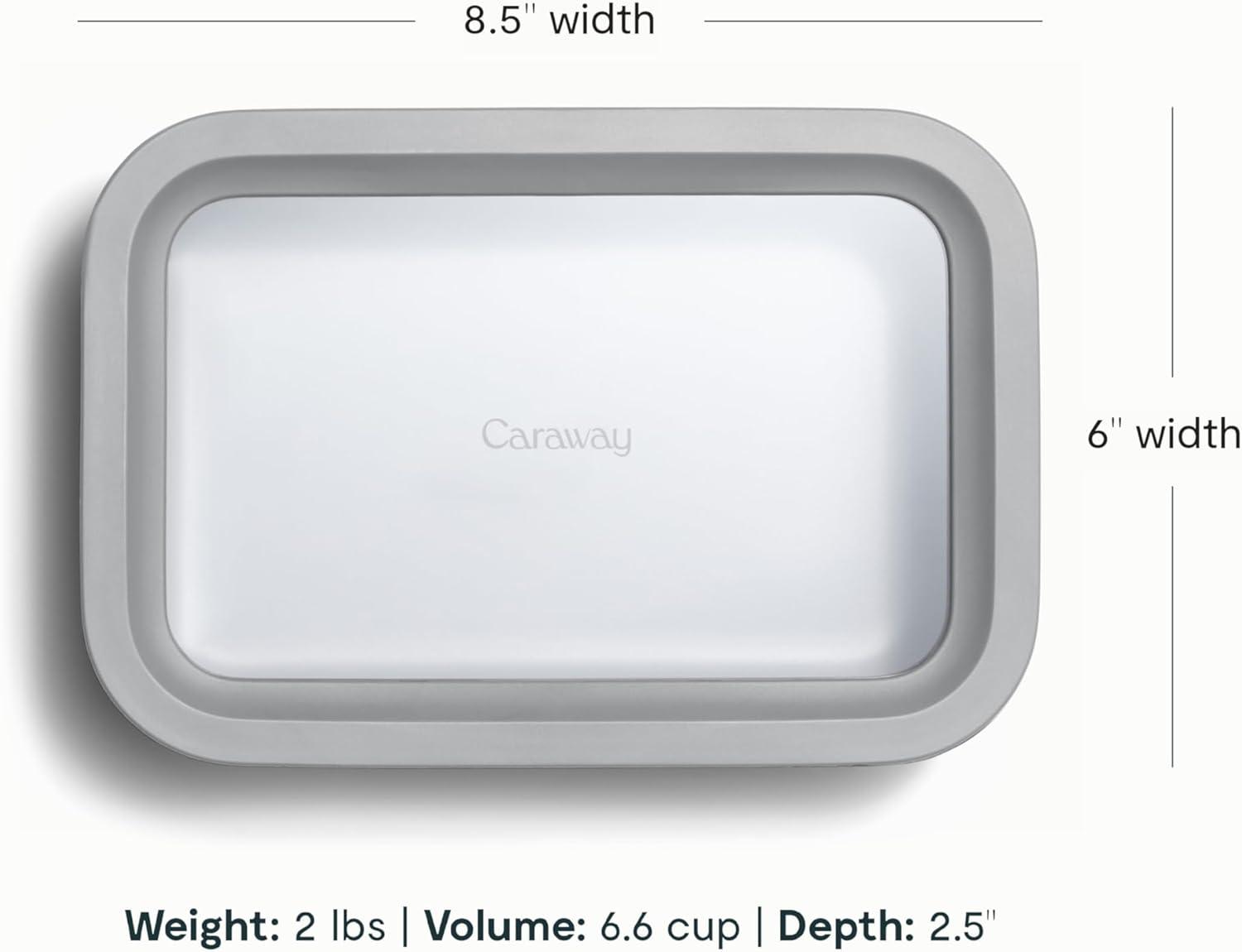 imageCaraway Glass Food Storage 10 Cup Glass Container Ceramic Coated Food Container Non Stick Lunch Box with Lids Dishwasher Oven amp Microwave Safe Square Shape MistGray