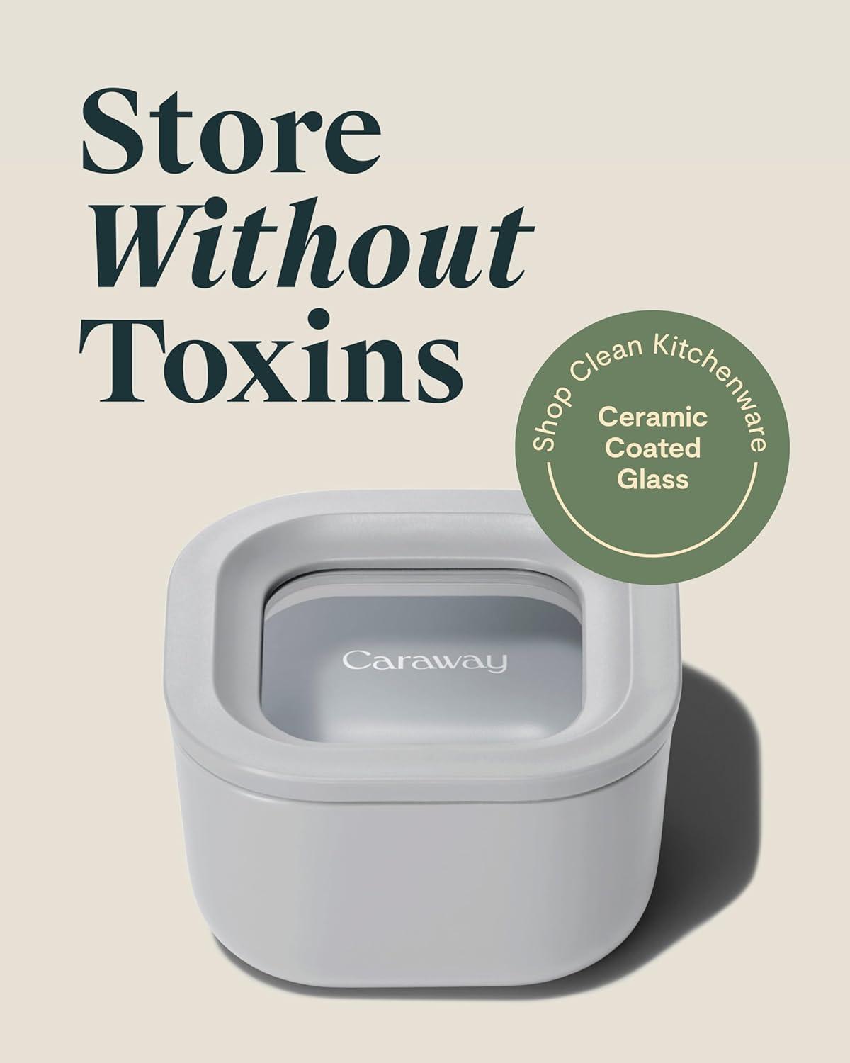 imageCaraway Glass Food Storage 10 Cup Glass Container Ceramic Coated Food Container Non Stick Lunch Box with Lids Dishwasher Oven amp Microwave Safe Square Shape MistGray