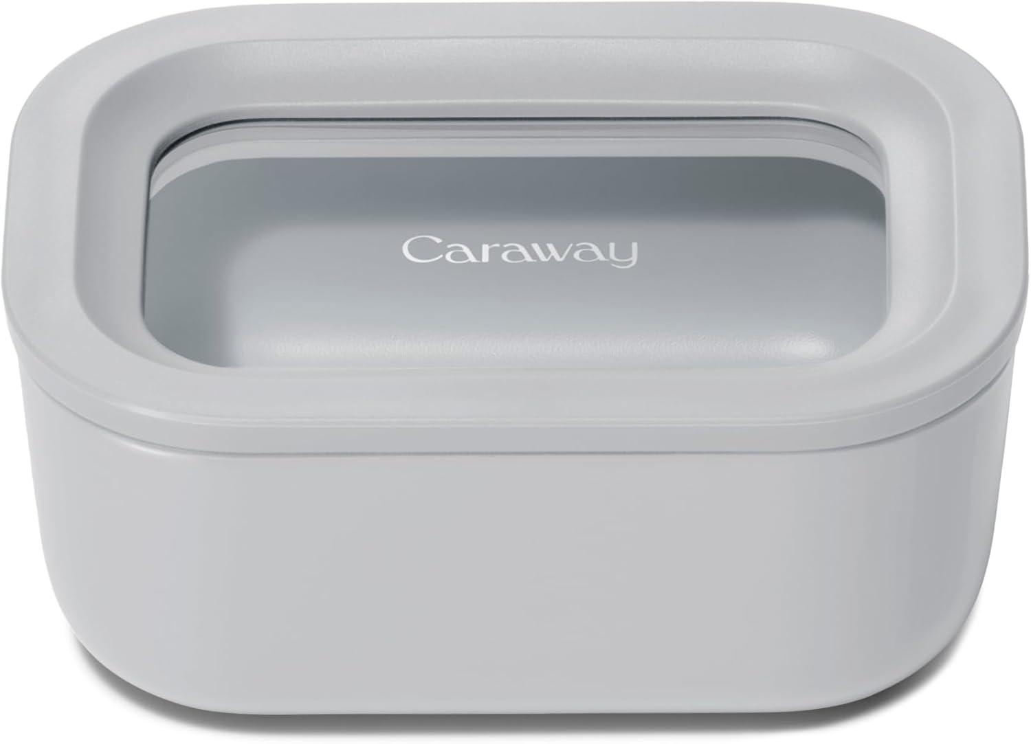 imageCaraway Glass Food Storage 10 Cup Glass Container Ceramic Coated Food Container Non Stick Lunch Box with Lids Dishwasher Oven amp Microwave Safe Square Shape MistGray