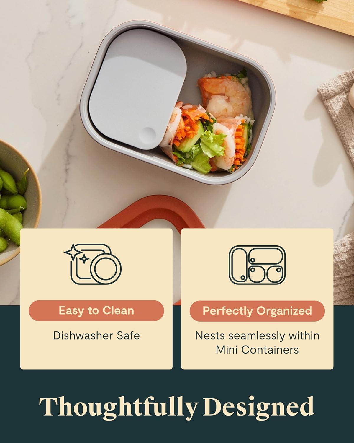 imageCaraway Glass Food Storage 10 Cup Glass Container Ceramic Coated Food Container Non Stick Lunch Box with Lids Dishwasher Oven amp Microwave Safe Square Shape MistGray