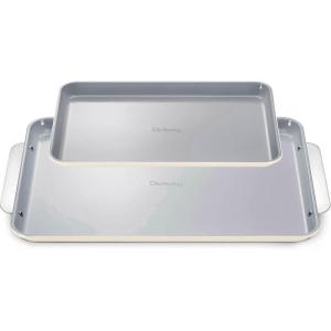 Caraway Non-Stick Ceramic Baking Sheet Duo – Naturally Slick Ceramic Coating – Non-Toxic, PTFE & PFOA Free – 18 x 13″ Large & 15 x 10″ Medium – Cream(Cream)