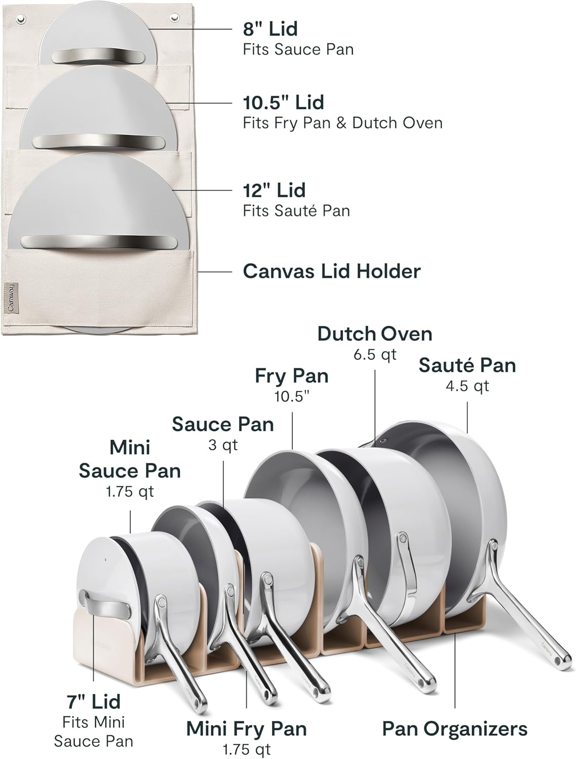 image:imageCaraway 31Piece Ceramic Cookware Bundle Fry Pans Saucepans Saut Pan Dutch Oven Petite Cooker Stir Fry Rondeau Stock Pot Grill amp Griddle Pans Roasting Pan Racks Organizers NavyGray