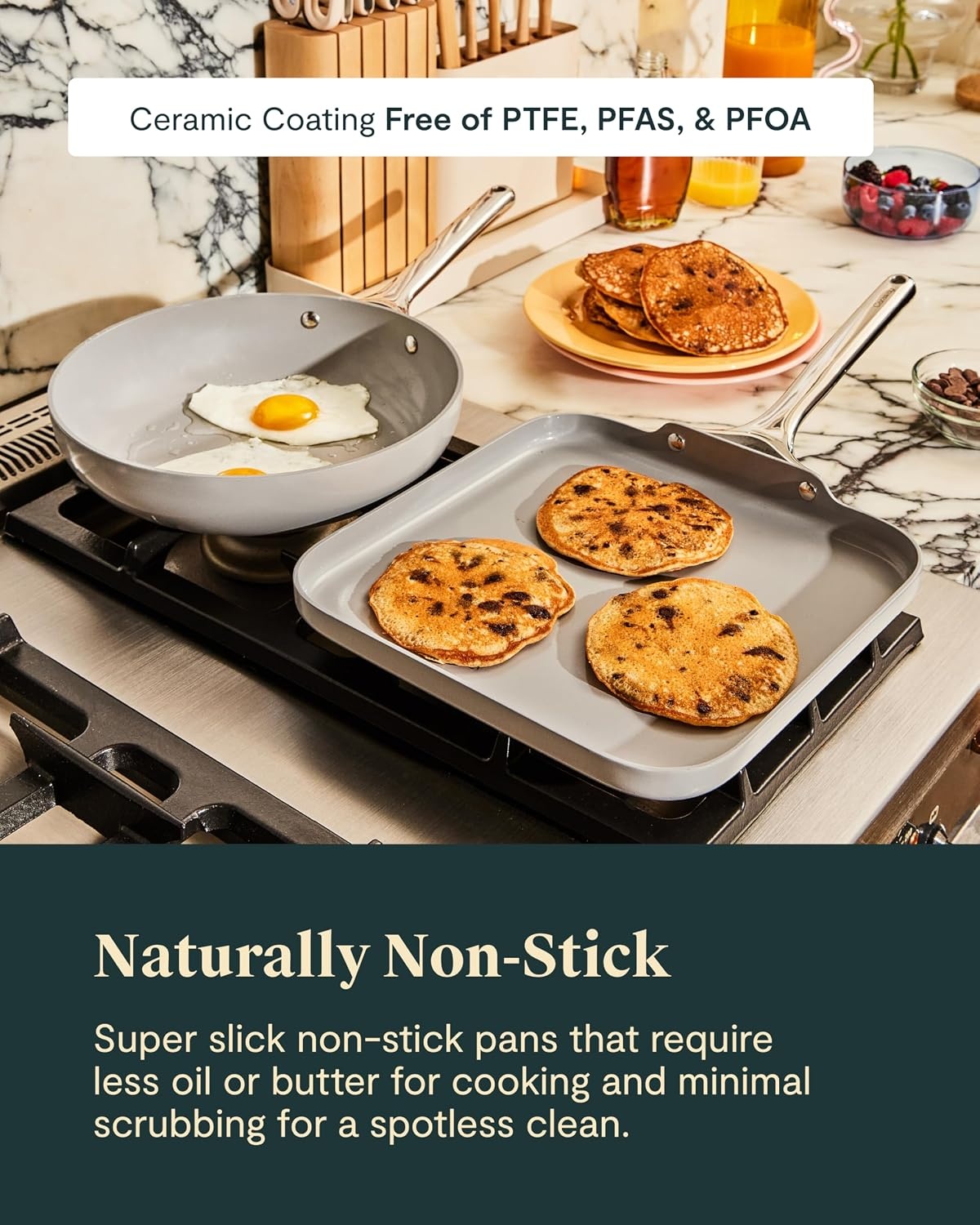 image:imageCaraway 31Piece Ceramic Cookware Bundle Fry Pans Saucepans Saut Pan Dutch Oven Petite Cooker Stir Fry Rondeau Stock Pot Grill amp Griddle Pans Roasting Pan Racks Organizers NavySage