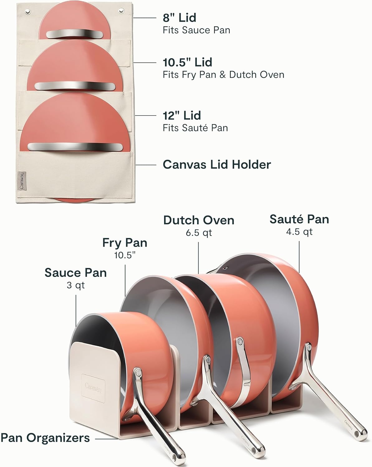 image:imageCaraway 31Piece Ceramic Cookware Bundle Fry Pans Saucepans Saut Pan Dutch Oven Petite Cooker Stir Fry Rondeau Stock Pot Grill amp Griddle Pans Roasting Pan Racks Organizers NavyPerracotta