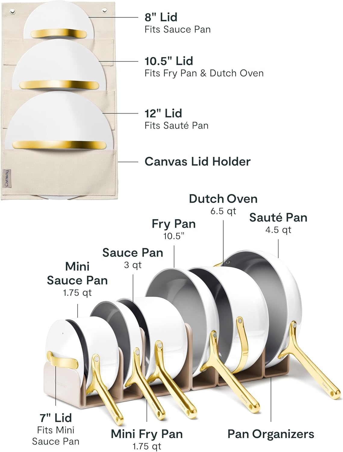 image:imageCaraway 31Piece Ceramic Cookware Bundle Fry Pans Saucepans Saut Pan Dutch Oven Petite Cooker Stir Fry Rondeau Stock Pot Grill amp Griddle Pans Roasting Pan Racks Organizers NavyWhite