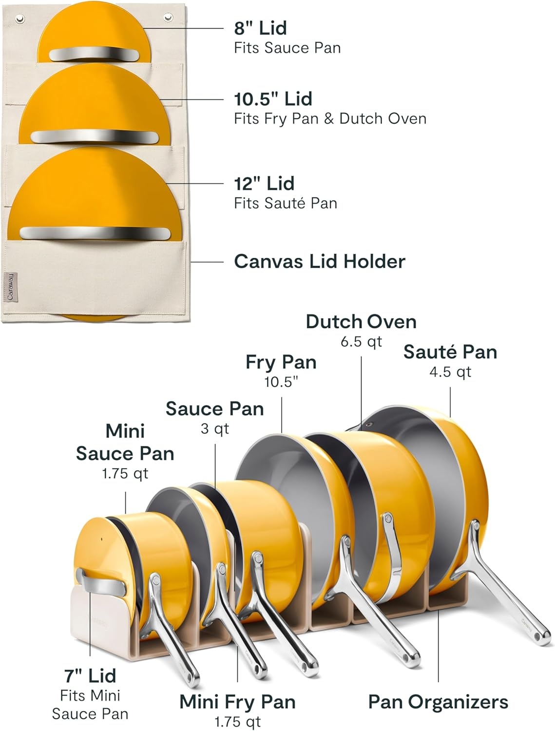image:imageCaraway 31Piece Ceramic Cookware Bundle Fry Pans Saucepans Saut Pan Dutch Oven Petite Cooker Stir Fry Rondeau Stock Pot Grill amp Griddle Pans Roasting Pan Racks Organizers NavyMarigold