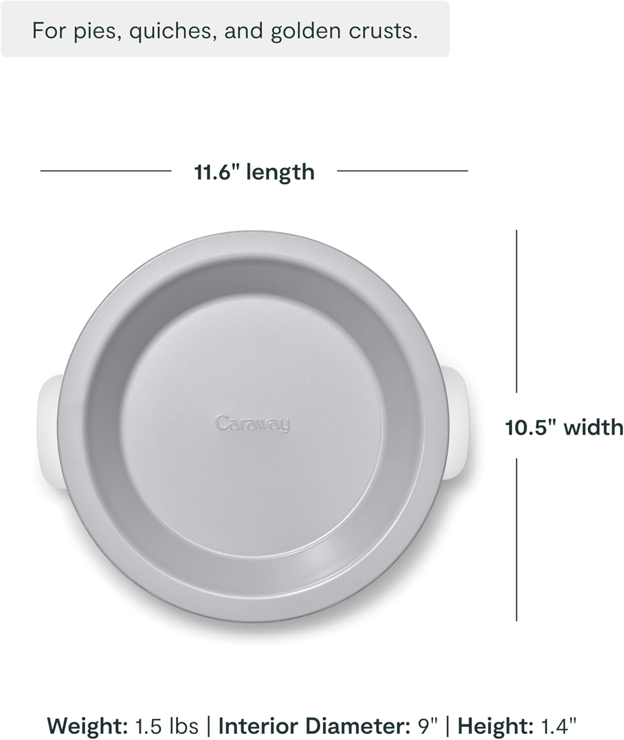 image:imageCaraway Pie Pan 9 NonStick Ceramic Baking Pan with Handles Oven Safe up to 550F NonToxic PTFE amp PFOA Free PerracottaSlate