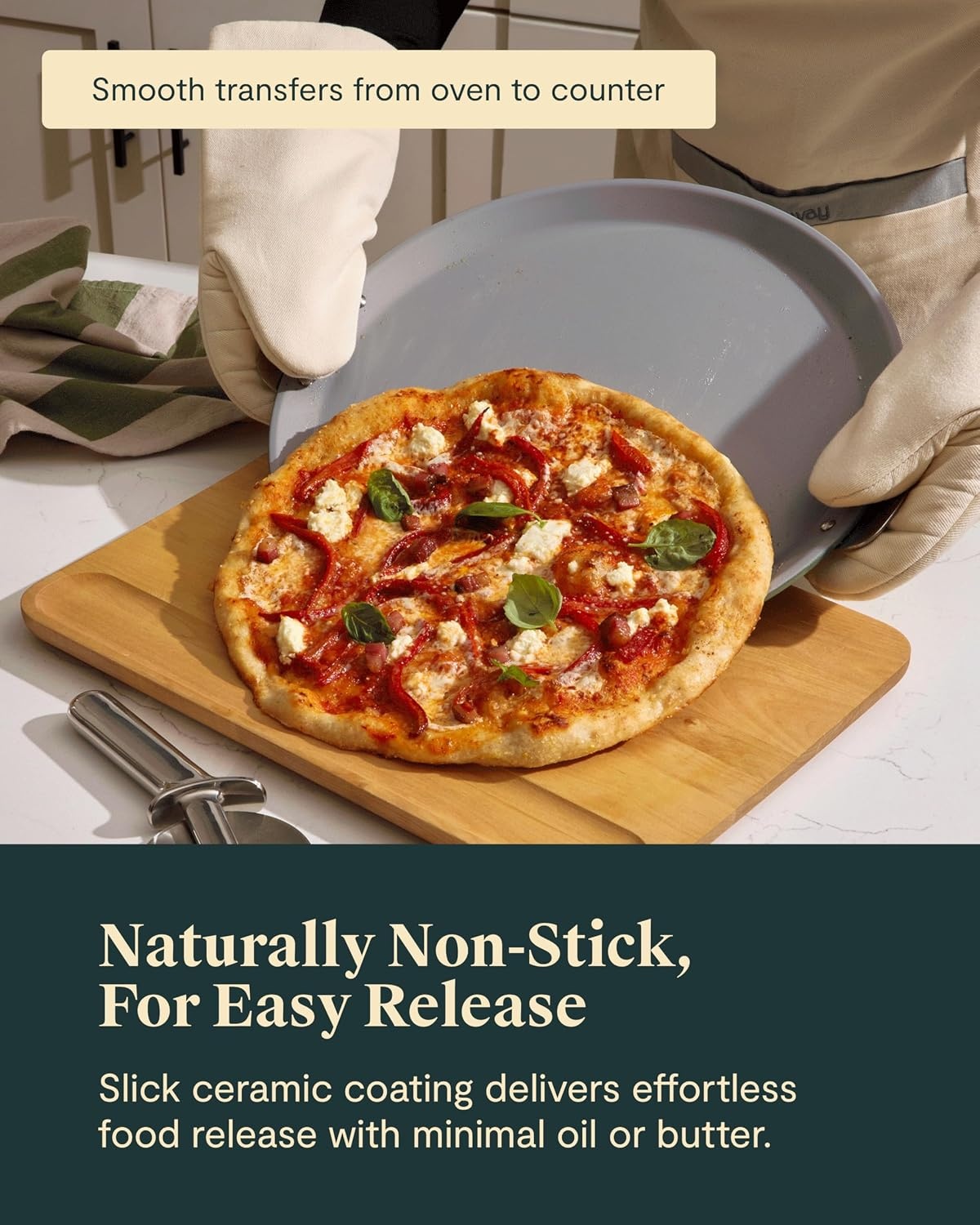 image:imageCaraway Pizza Pan 15 NonStick Ceramic Baking Pan with Handles Oven Safe up to 550F NonToxic PTFE amp PFOA Free PerracottaPerracotta