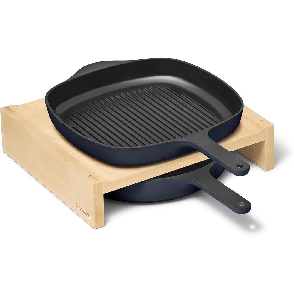image:imageCaraway 105 Cast Iron Skillet amp Grill Pan Duo  Enameled Cookware Set with NonToxic 3Layer Enamel Coating  No Seasoning Required  Compatible with All Stovetops  Midnight BlueMidnight Blue