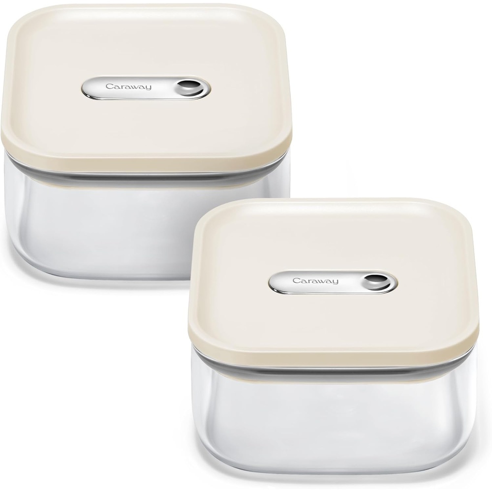 image:imageCaraway 25qt Glass Airtight Food Storage Containers with Lids  NonToxic BPAFree Kitchen Storage Container  Stackable SpaceSaving Airtight Containers for Pantry Dry Goods  6 Pack  NavyCream