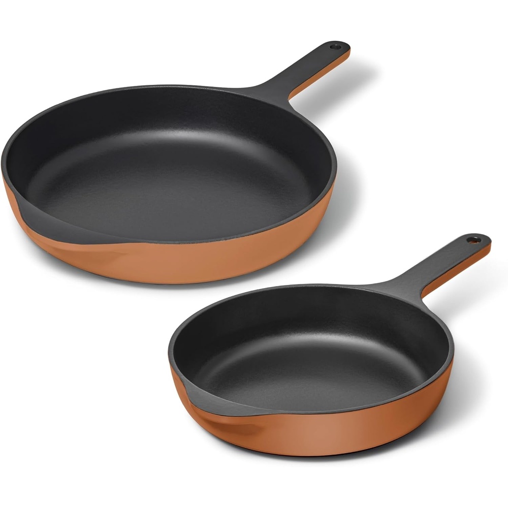 image:imageCaraway Cast Iron Skillet Set  8 amp 105 Enameled Cast Iron Pan With 3 Layer Enamel Coating  No Seasoning Required  Compatible With All Stovetops  Free From Forever Chemicals  Midnight BlueRust