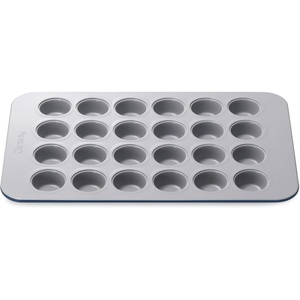 Caraway 24-Cup Mini Muffin Pan – Non-Stick Ceramic Baking Pan – Ergonomic & Easy to Handle – Oven Safe up to 550ºF – Non-Toxic, PTFE & PFOA Free – Perracotta(Navy)