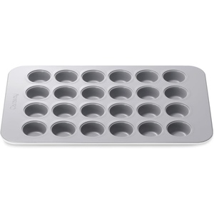 Caraway 24-Cup Mini Muffin Pan – Non-Stick Ceramic Baking Pan – Ergonomic & Easy to Handle – Oven Safe up to 550ºF – Non-Toxic, PTFE & PFOA Free – Perracotta(White)