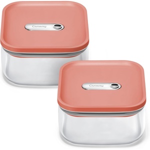 Caraway 2.5qt Glass Airtight Food Storage Containers with Lids – Non-Toxic, BPA-Free Kitchen Storage Container – Stackable, Space-Saving Airtight Containers for Pantry, Dry Goods – 6 Pack – Navy(Perracotta)