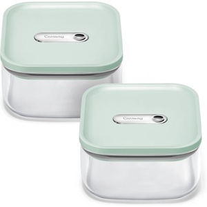 Caraway 2.5qt Glass Airtight Food Storage Containers with Lids – Non-Toxic, BPA-Free Kitchen Storage Container – Stackable, Space-Saving Airtight Containers for Pantry, Dry Goods – 6 Pack – Navy(Mist)