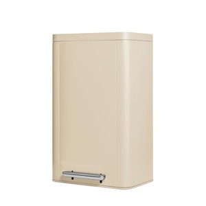 Caraway 45L Slim Step Trash Can – 13 Gallon Stainless Steel Trash Can with Quiet Close Lid and Fingerprint-Resistant Finish – Midnight(Cream)