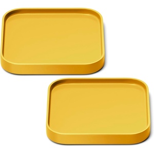Caraway Spoon Rest Set of 2, Stackable Spoon Holder for Kitchen Counter | Drip Catching, Heat-Resistant Design, Non-Slip Base, Cream(Marigold)