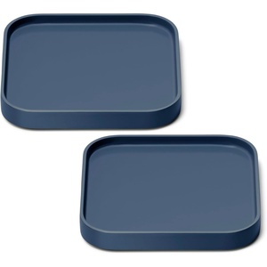 Caraway Spoon Rest Set of 2, Stackable Spoon Holder for Kitchen Counter | Drip Catching, Heat-Resistant Design, Non-Slip Base, Cream(Navy)