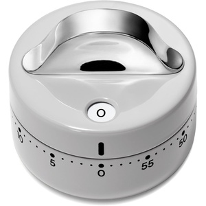 Caraway Mechanical Kitchen Timer, Stainless Steel 60 Minute Wind Up Timer | Side and Top Display for Cooking, Baking, and Daily Routines, Cream(Gray)